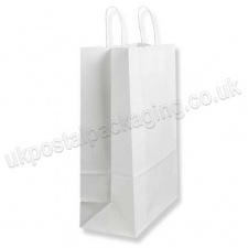 EzePack, Ribbed White Kraft Carrier Bags 320 x 140 x 420mm